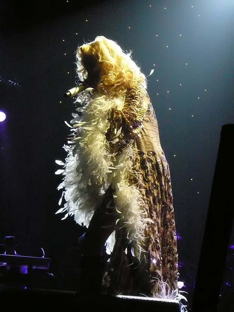 Christina Aguilera performing at a public concert